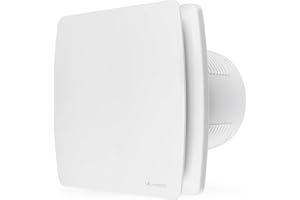 calimaero® BREEZE Aspiratore Bagno 100mm Con overrun e Valvola di non ritorno, Ventilatore da bagno con sensore di umidità, Efficienza energetica, Silenzioso, Plastica 12 W, 95m³/h, 32db, Ipx4