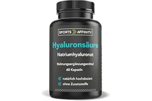 ‎SPORTS AFFINITY Sportsaffinity Hyaluronsäure Kapseln I 60 Kapseln hochdosiert I vegane Hyaluron Kapseln mit 550mg pro Tagesdosis I 500-700 kDa I Natürlich Vegan & Hochdosiert I für aktive Männer & Frauen