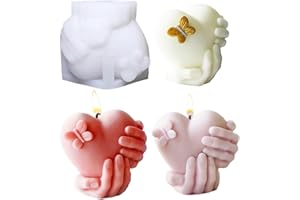 CRETVESTSAR Heart Candle Moulds 3D Epoxy Silicone Mould for Hand on The Heart DIY Butterfly Casting Resin Silicone Mould Love Epoxy Soap Mold for Home Decoration Weddings Valentine's Day Mother's Day Party Gifts