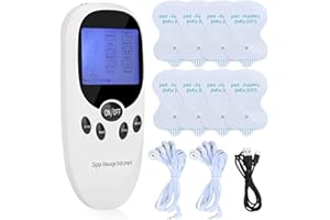 AVCXEC TENS Gerät Schmerztherapie, 2 Kanäle TENS/EMS Reizstromgerät mit 6 Modi und 11 Intensitäten, Muskelstimulator mit 8 Stück Elektroden Pads für Arthritis, Schmerzlinderung und Muskelaufbau