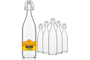 Flaschen-Fuchs 24x Bouteille en Verre avec Bouchon Mécanique 750ml - Bouteilles vides à remplir huile d'olive, bière, jus, liqueur