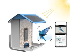 BTSAE Mangiatoia per uccelli Telecamera senza fili Ricarica solare, Casa degli uccelli Telecamera Notifica dell'app, Rilevamento automatico degli uccelli, AI Identifica le specie di uccelli