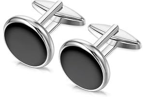 ARWIG Gemelli Classici Nero+Argento per Padre, Marito, Fidanzato