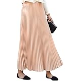 Camilife Gonna Plissettata da Donna maxigonna per Primavera Estate Autunno Lunghezza 90cm Tinta Unita Taglia 34/36/38/40 o XS