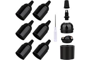 Zevnico 6 Pcs E27 Lamp Holder, Vintage Black Edison E27 Screw Lampholder Fitting, Bakelite 250V 4A, DIY Pendant Hanging Ceiling Table Light Lighting, Socket Bases Light Bulbs Holders Socket(Pack of 6)