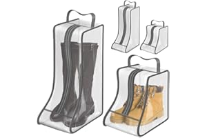 iFutniew Portable Women Tall & Short Boot Storage Bags,2 Packs Tall+2 Packs Short,Waterproof Boot Bags for Travel and Daily Grey