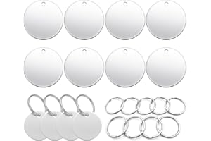 Dtoterul Edelstahl Anhänger Blanko 10 Stück Hundemarke Rohling Rund Gravur Rohlinge Edelstahl rohlinge Dog Tags Schlüsselanhänger Beschriftbar Leere Anhänger Tags Diy Making Kit