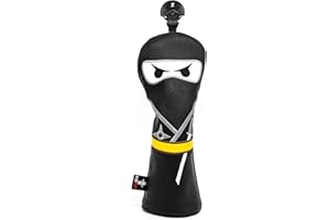 ALIENNANA Funda para Cabeza de Palo de Golf, 3 Fundas de Madera con diseño Ninja con Cierre magnético, Elegante Bordado de Cuero de Primera Calidad, para Conductor de Fairway, Hoja híbrida, mazo de putter,