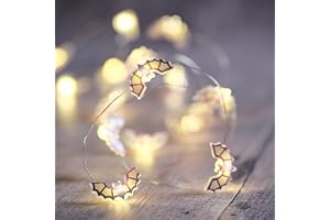 Lights4fun Micro LED ljusslinga med 20 fladdermus, kalabask varmvitt batteridriven ljus, timer, dekorativ belysning för feste