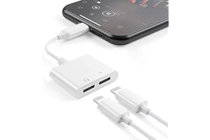 UCGOU [Apple MFI Certified] Headphone Adapter for iPhone, 4 in 1 Dual Lightning Ports iPhone Splitter, Earphone Converter Support Music+Charging+Calling+Wire Control，for 14/13/12/11/XS Max/X/XR / 8/7