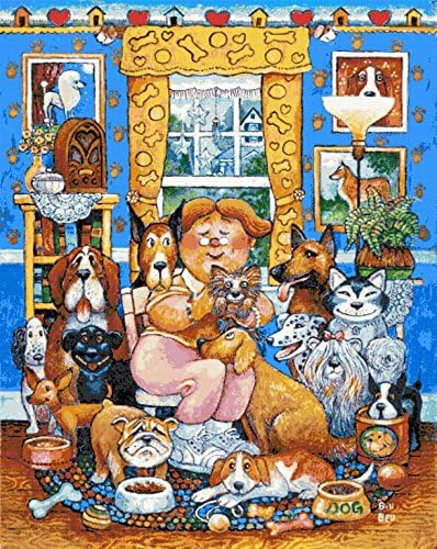 The lady who loves dogs counted cross stitch kit (with 16 ct aida)
