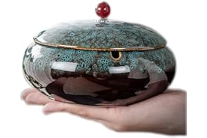 JAIEF Posacenere in ceramica con coperchi,posacenere per sigarette per interni o esterni, vassoio per cenere da tavolo per la decorazione della casa e dell'ufficio.