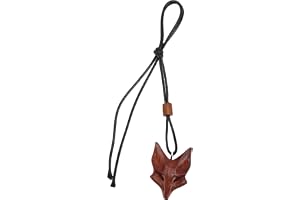Wood Fox Pendant Halsband Handgjorda Justerade Till Passform, Premium Trämaterial, Bohemisk Stil Tillbehör Gåva för Män och K