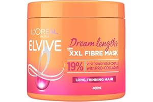 L'OREAL PARIS L'Oréal Paris Elvive XXL Fibre Mask for Long, Damaged, Thinning Hair, Restorative Treatment with Pro-Collagen, Dream Lengths, 400 ml