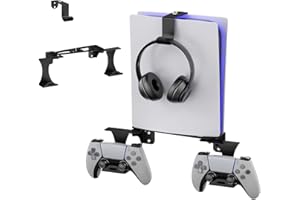 Mordx Supporto da Parete PS5 regolabile, Con Supporto per Impugnatura e Supporto per Cuffie, Solo per Console PS5, Compatibile con Playstation 5 Disc & Digital Edition, Nero
