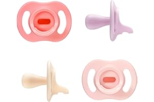 Tommee Tippee Sucette Ultra-légère Toujours en Place, 0-6 Mois, Lot de 4, Tétine Orthodontique, Conception Monobloc en Silicone