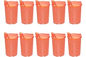 HansaGT Medical Adult Sippy Cups with Drinking Opening - 200 ml Drinking Cups with Lid, Pack of 10 with Drinking Opening, Ideal for Children and Seniors, Choice of Colours (10Red)