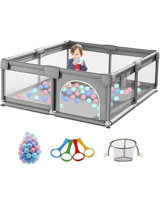 Parque Bebé Modulable Plegable XXL, 16 Paneles HDPE, Con Pestillo De Seguridad Y Base Antideslizante