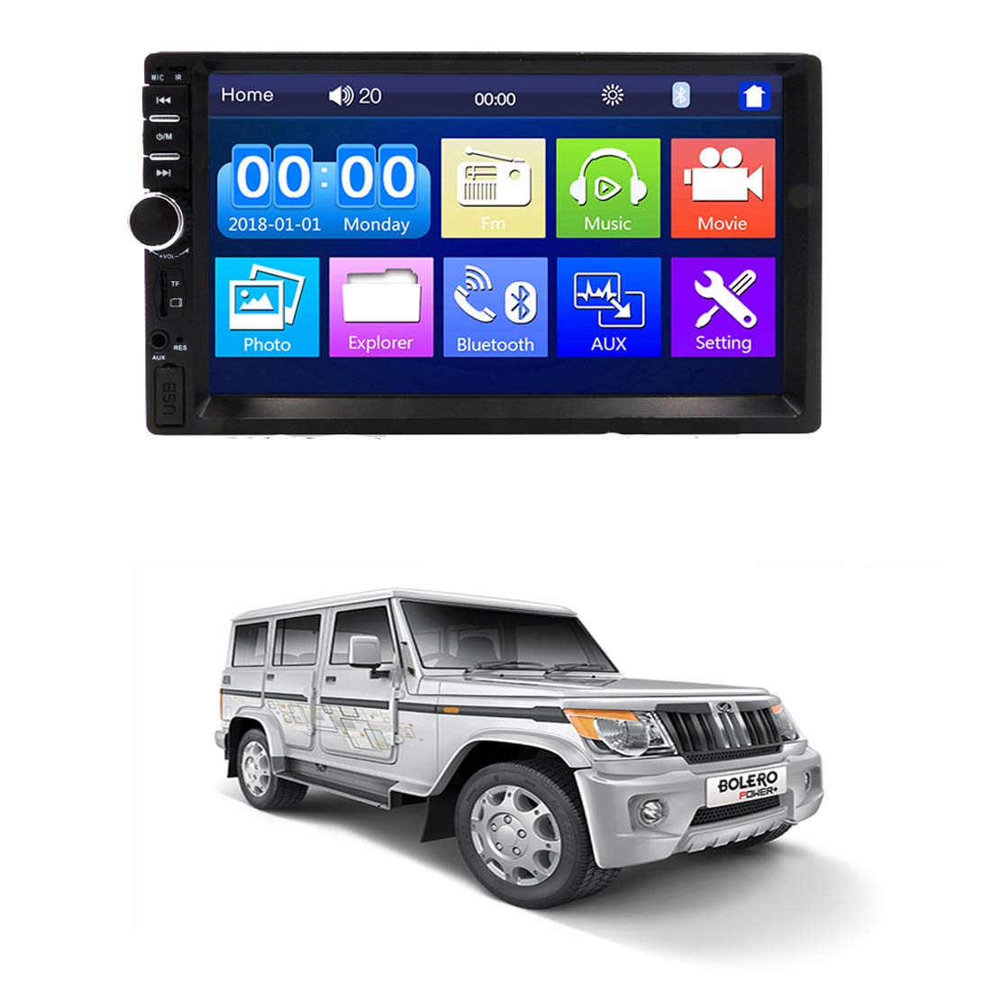 MATIES 7Inch Double Din Screen for Bolero Universal for All Models