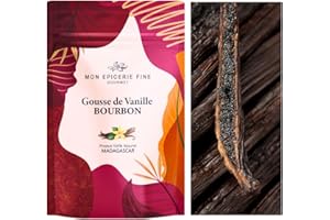 MON EPICERIE FINE GOURMET Mon Epicerie Fine. 10 Gousse de Vanille BOURBON de Madagascar 100% Naturel. Sélection gourmet. Vanille Gousse fraîche et souple. 14-18 CM Sachet ZIP recyclable fabriqué en Europe.