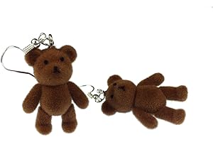 Miniblings Orsetto Orso Orecchini - Gioielli fatto a mano io porto vellutato marrone scuro - argento orecchini