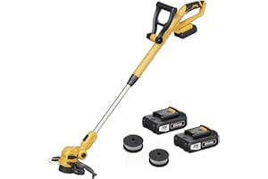 Diivoo 20V Cordless Grass Trimmer, Lightweight 2-in-1 Electric Cordless Strimmer & Wheeled Edger, 260mm Cutting Swath, 2Ah Battery and Charger Included, Adjustable Handles, for Garden & Lawn Trimming