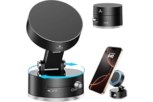DUEDUE Soporte Móvil Coche Ventosa Magnético 【Retráctil y Ajustable 360°】 Soporte Portátil para Teléfono con Ventosa, Soporte Magnético Universal para Teléfono móvil para Coche, Gimnasio, Negro