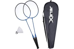JELEX United - Set di 2 racchette da badminton, 2 racchette, 1 volano, 1 borsa per il trasporto, set di volani ultraleggeri per donne, uomini e bambini, ideali per giochi interni ed esterni