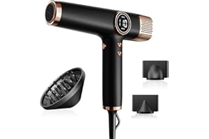 Faszin Professional Hair Dryer – Lightweight Hairdryer with Diffuser, Low Noise, 200 Million Ionic, 110,000 RPM High-Speed Motor for Women & Men, Home or Travel