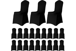 WedDecor Black Spandex Wedding Chair Covers 140GSM Premium Quality Stretchable Fabric Slipcovers for Dining Party, Banquet Decoration, Anniversary, Conferences, Events, 50pcs