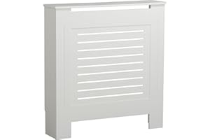 URBNLIVING Cache-radiateur moderne en bois MDF avec grille pour meuble (blanc, taille S)
