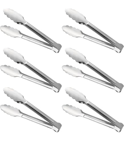 Lot De 6 Mini Pinces à Service En Inox - 10,9 Cm - Pour Glaçons, Amuse-bouches, Sucre, Desserts - Argenté - Sunenlyst