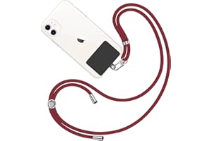 MARARDI Tour de Cou Telephone Portable Cordon Collier Laniere Universel [Bordeaux] Sangle pour Coque de Portable [Patch Noir] Bandouliere Lanyard avec Attache Porte Etui Protection Integrale