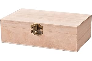 duoyif Drewniana skrzynka z pokrywką, drewniana skrzynka 20 x 10 x 6 cm, nieobrobiona drewniana skrzynka do samodzielnego wykonania, skrzynka na skarby, drewniana skrzynka pamiątkowa, pudełko na