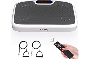 YAMO Plataforma vibratoria YV20 | 99 Niveles de Velocidad, 5 programas, Mando a Distancia y Bandas de Resistencia, Pantalla táctil LED, Capacidad de 150 kg, Placa vibratoria para Mujeres