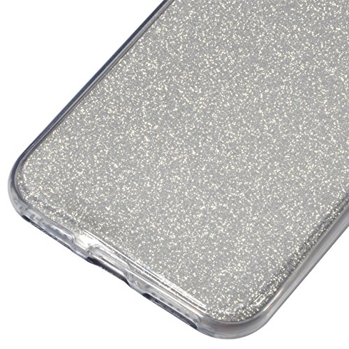 Fundas Completas para iPhone 8  Vandot Caso para iPhone 8 Full Body Smart Cover de Bling Glitter Gel Silicona TPU Transparente Carcasa 360 Ultra Slim Thin TPU Doble Frontal y Trasera Funda Protectora Completo integral Cubierta Cobertura para iPhone 8 - Silver Plata