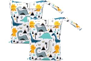 AAED 2Pièces Wet Bag Maternelle Sacs à Couches Sacs humides et secs Sac à Couches Imperméable Lavable Wetbag Organisateur pour Les Couches des Tout-Petits Voyage Gym Plage Piscine