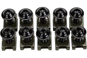 CICMOD Vis, 10pcs CNC aluminium Moto M6 Carénage Boulons Clips Rondelles Vis Noix Set-Noir