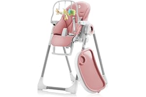 Sweety Fox Folding High Chairs for Babies and Toddlers - with Toy Arch - High Chair with Adjustable Heights and Position - Baby High Chairs 6 Months Plus (Max 15kg)