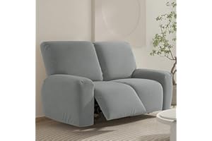 FANSU Housse de Fauteuil Relax Extensible 1 Places, Housse de Fauteuil Relax Inclinable Electrique avec Poche, 6 Pièce Lavable Protege de Meubles pour Canapé Inclinable (Gris,2 Places)