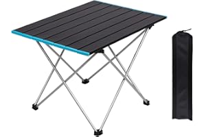 GURYON Folding Camping Table, Ultralight Aluminum Alloy Roll Up Table with Storage Bag, 3 Size S M L Fold Up Table Outdoor Dining Table For Garden Patio Picnic, BBQ, Beach, Fishing (Medium)