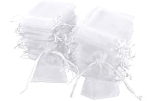 Carehabi Organzasäckchen 100 Organza Bags, 7 x 9 cm, Organza Gift Bag, Jewellery Bag, Wedding Bags, Lavender Bags, Wedding Favours