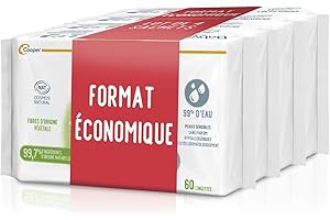 BABYSOIN - Lingettes à l'eau CERTIFIEES COSMOS NATURAL - Corps, visage, siège - Sans parfum - Sachet 60X4