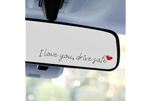 GOKTVAI 3pcs I Love You Drive Safe Mirror Sticker, Car Rearview Mirror Decal Safe Driving Stickers Funny Auto Vinyl Window Rear View Decals for Men Women (Black)