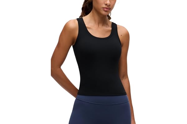 CRZ YOGA Softembrace Rundringad linne | Träning, Ultramjuk, Tight Passform, Midjelängd, Dubbelfodrad, Ärmlösa T-shirts för Damer