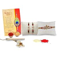 Collectible India Combo Of 4 Rakhi For Brother, Bhaiya, kids and Bhabhi with Beautiful Gift set, Rakshabandhan Gift Card/Bhabhi Lumba Rakhi/Krishna Rakhi/Rakhi Gifts