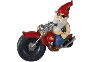 ‎ASPINAWORLD Aspinaworld Rocker Gartenzwerg auf Motorrad 27 cm, Figur für den Garten, wetterfeste Deko, Gartenfigur