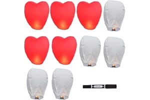 WSDFTQ 10 PCS Chinese Lanterns, Lanterns to Release in Memory, Chinese Paper Lanterns, Lanterns to Release in Memory for Festival Celebrations and Memorial Events, Parties,Memorials and Much More