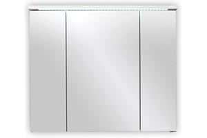 STELLA TRADING SPLASH szafka łazienkowa z oświetleniem LED w kolorze białym, wysoki połysk – szafka łazienkowa z dużą ilością miejsca do przechowywania – 80 x 68 x 23 cm (szer. x wys. x gł.)