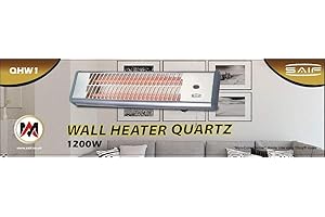 SAIF Patio Wall Heater Bathroom Quartz Chrome Sliver Suitable Wall Mounted Garage Workshop Laundry room Electric Heater Halogen Quarts 2 settings pull 600w /1200w 3pin UK BS plug